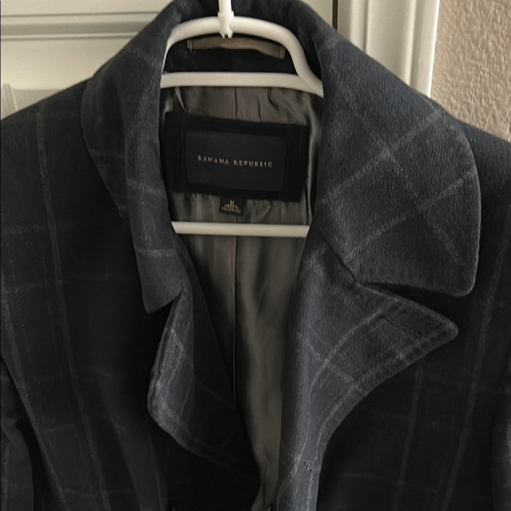 Banana Republic Gray Plaid peacoat